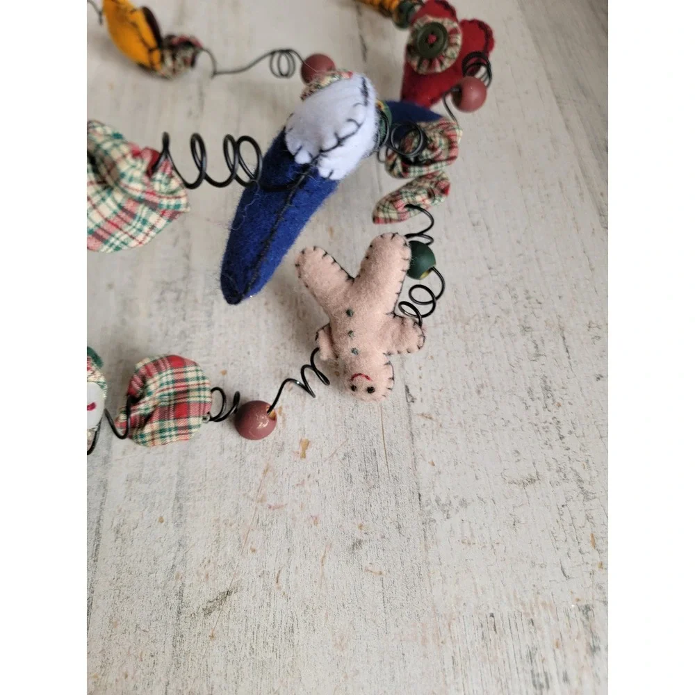 Tender heart treasures vintage Xmas Plush Garland star gingerbread heart